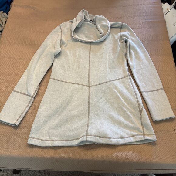 Prana Coat Womens Small Beige Wool Blend Pockets Long Sleeve Collared Front Zip - Picture 3 of 9